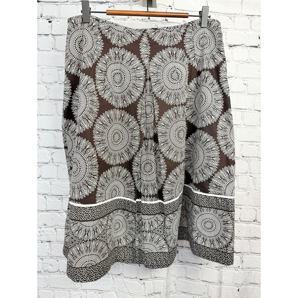 East 5th Brown & White Paisley Side Zipper Knee Length Skirt Sz 14